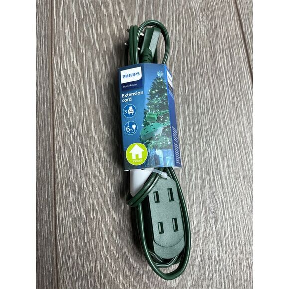 Philips 6' 3-Outlet Polarized Extension Cord Indoor‎ Green - Picture 1 of 3